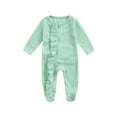 thumbnail image 1 of Honganda Baby Girl Long Sleeve Romper, Foot Warp Pure Color Ruffles Playsuit, 1 of 9