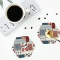 thumbnail image 5 of Balery 6 Pcs Patchwork In Country Styleleather Coasters Set, Drink Table Cup Coasters For Living Room Kitchen Coffee Decor, 5 of 9