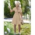 thumbnail image 4 of Arshiner Girls Tie Back Short Sleeve Ruffle Hem Off Shoulder Casual Elegant Dresses, 4 of 6