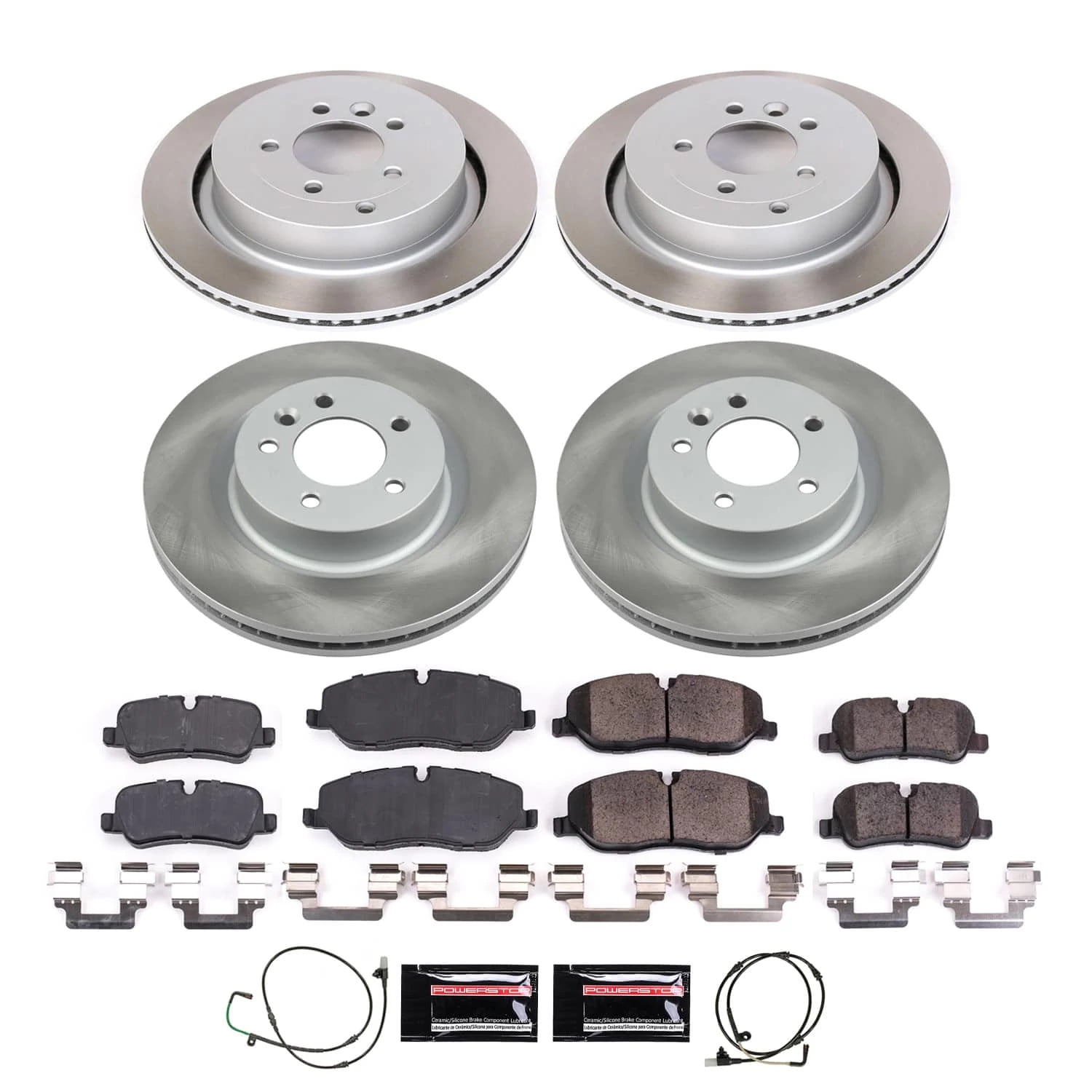PowerStop Front and Rear Semi-Coated Rotor and Low-Dust Ceramic Brake Pad Kit SC4059