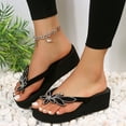 thumbnail image 2 of IUJSOY Flip Flops for Women Floral Rhinestone Thong Sandals Slip on Shoes Platform Wedges Heels, 2 of 9