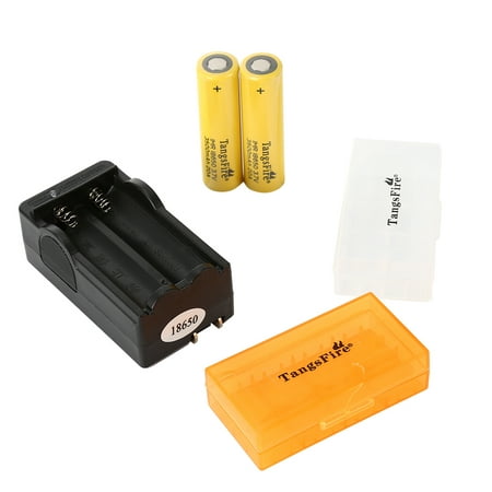 2pcs 18650 3.7v 3500mAh Battery Flat Top Protected Rechargeable Lithium Batteries with Charger for Flashlight Handheld Torch Handheld