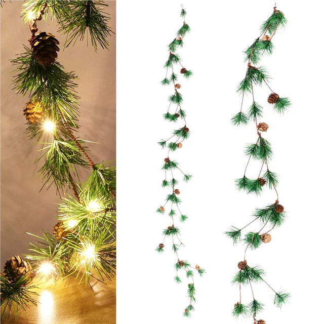 Luces De Cadena De Ratán Conos De Pino Luz De Hadas Luces De Alambre De Cobre Realistas Cuerdas De Iluminación Brillante Lámparas De Hadas De Cadena Festiva Para La Boda De La Fiesta De Navidad Cateissary HA012881-00