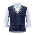 thumbnail image 2 of Bcfgryg Men's Sweater Vest Slim Fit Casual Knit Sleeveless Pullover Warm Winter Layering Stretchable Comfortable Lightweight Soft Yarn Crew Neck Mens Sweater Blue L, 2 of 4