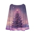 thumbnail image 3 of WTOBBY Women's Fashion Casual Christmas Print Round Neck Long Sleeve Knitted Sweater, Holiday Theme Cozy Pullover Top for Winter, Christmas Tree Snowflake Pattern Design,Purple S, 3 of 4