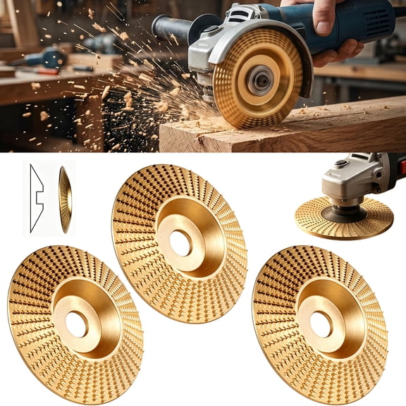 Angle Grinder Polishing Pad, Wood Carving Disc Set, Tungsten Carbide Grinding Wheel Wood Carving for 4" & 4-1/2" Grinders, Woodworking Attachment for Cutting, Shaping, Sanding (3*inclined plane)