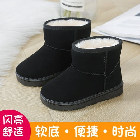 

Children‘s snow boots for boys and girls 2024 winter new ankle boots suede cotton shoes fleece-lined warm shoes for children