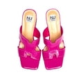 thumbnail image 2 of Ninety Union Bright Open Toe Open Back Mule On A Gold Trimmed Heel, Fuchsia, 5, 2 of 5