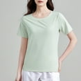 thumbnail image 4 of Fglymey Women's Lightweight Short-Sleeve T-Shirt, Classic Loose Crewneck Solid Color Tee Shirt Green 2XL, 4 of 5