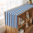 thumbnail image 6 of Coastal Turtle 70 Inch Table Runner, Blue Stripe Navy White Geometric Ocean Farmhouse Dresser Scarf Cotton & Linen Tablerunner for Dining/Kitchen Island/Holiday Party Décor 13" x 70", 6 of 9