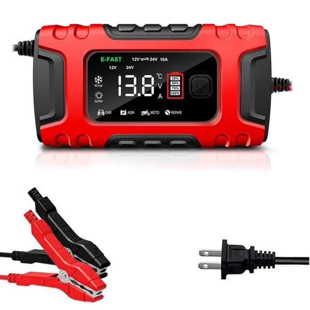 Amdohai Car Battery Recharger Machine Digital Display Motorcycle Battery Recharger Automatic Battery Recharger Intelligent Multiple Protections Battery Recharger
