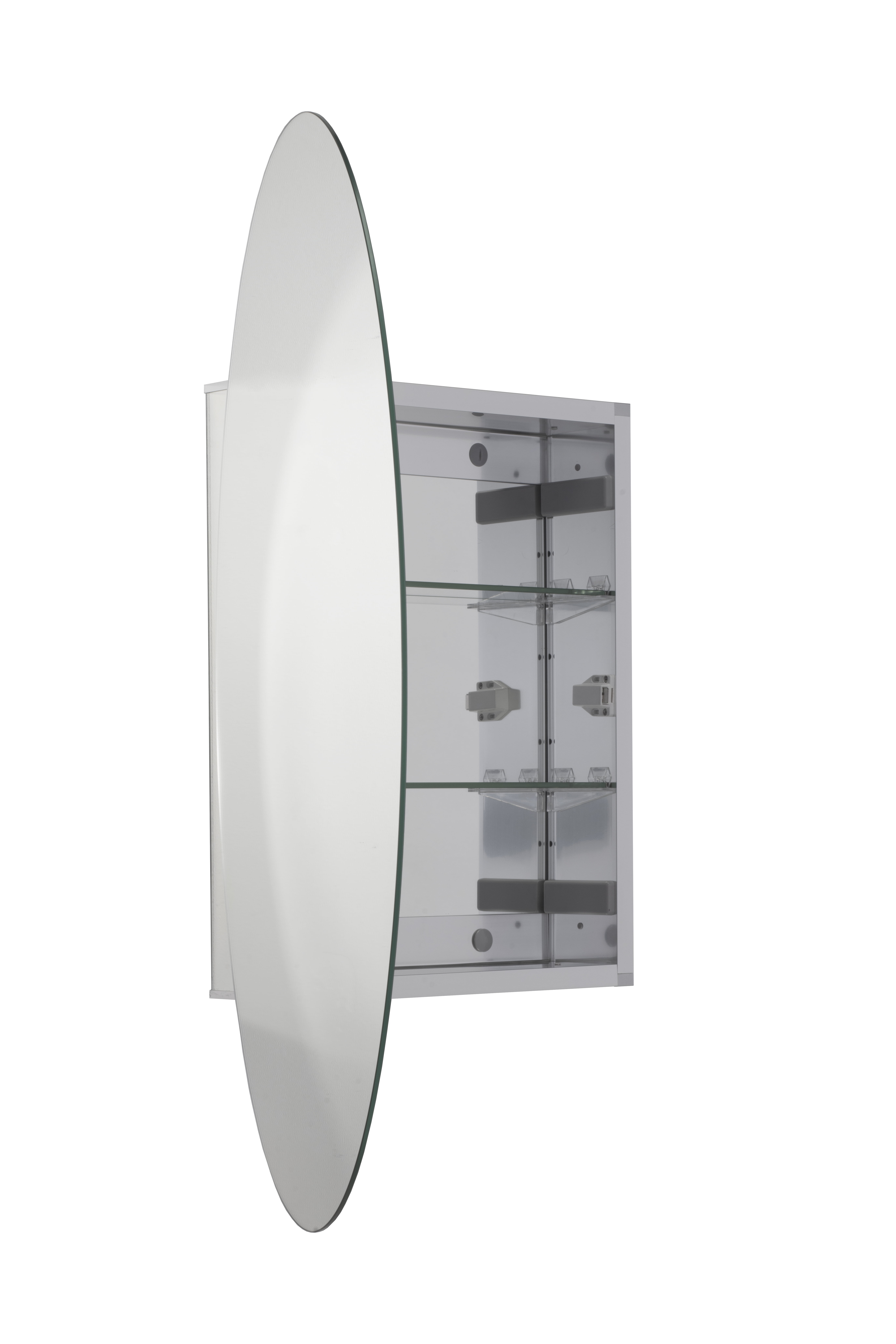 Croydex Davenport Aluminium Oval  Medicine Cabinet with Mirror in Silver (21X31in)