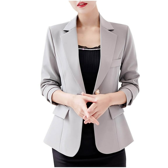 UYISJ Women's Professional Slim Fit Blazer Long Sleeve Notch Collar Suit Jackets Casual Business Office Work Blazers Gray XXL