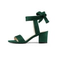 thumbnail image 6 of BLISSFUL STEP Women's Shoes Slingback Back Ankle Open Toe Tie Block Heels Sandals Green 5.5, 6 of 8