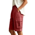 thumbnail image 7 of VBVC Women's Adjustable Elastic Waist Cargo Shorts , Summer Hiking Athletic Shorts For Women , Ladies' Knee Length Bermuda Shorts with Multi Pockets,Red,S-3XL, 7 of 7