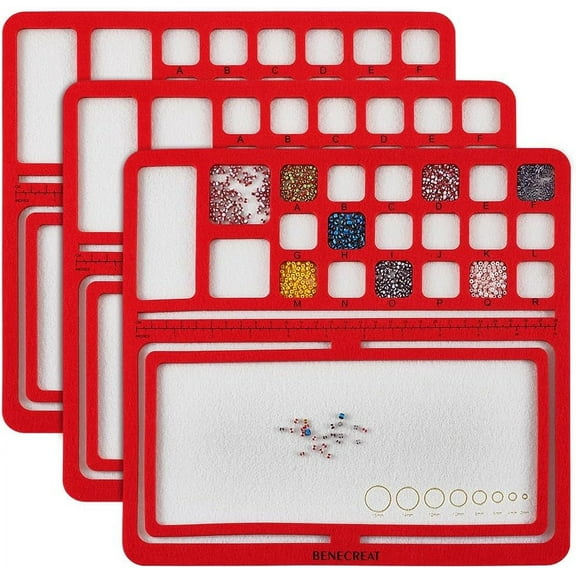 Red Felt Beading Trays 11x11.8 Inch Felt Bead Design Board Felt Beading Mat forBeading Supplies Red DIY