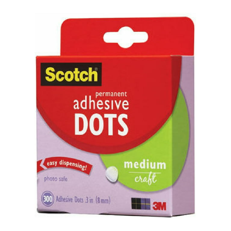 Scotch Medium Adhesive Dots 010-300M Craft Photo Easy Dispensing Clear, 6  Packs