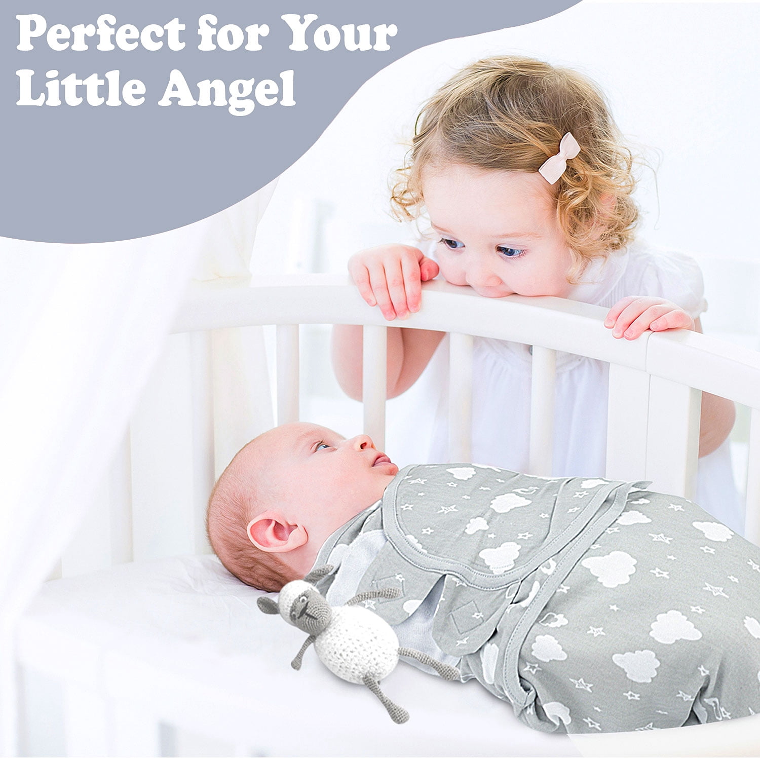 Bublo Baby Swaddle Blanket Boy Girl, 3 Pack Large Size Newborn Swaddles 0-3 Month, Infant Zipper Swaddling Sleep Sack, Grey