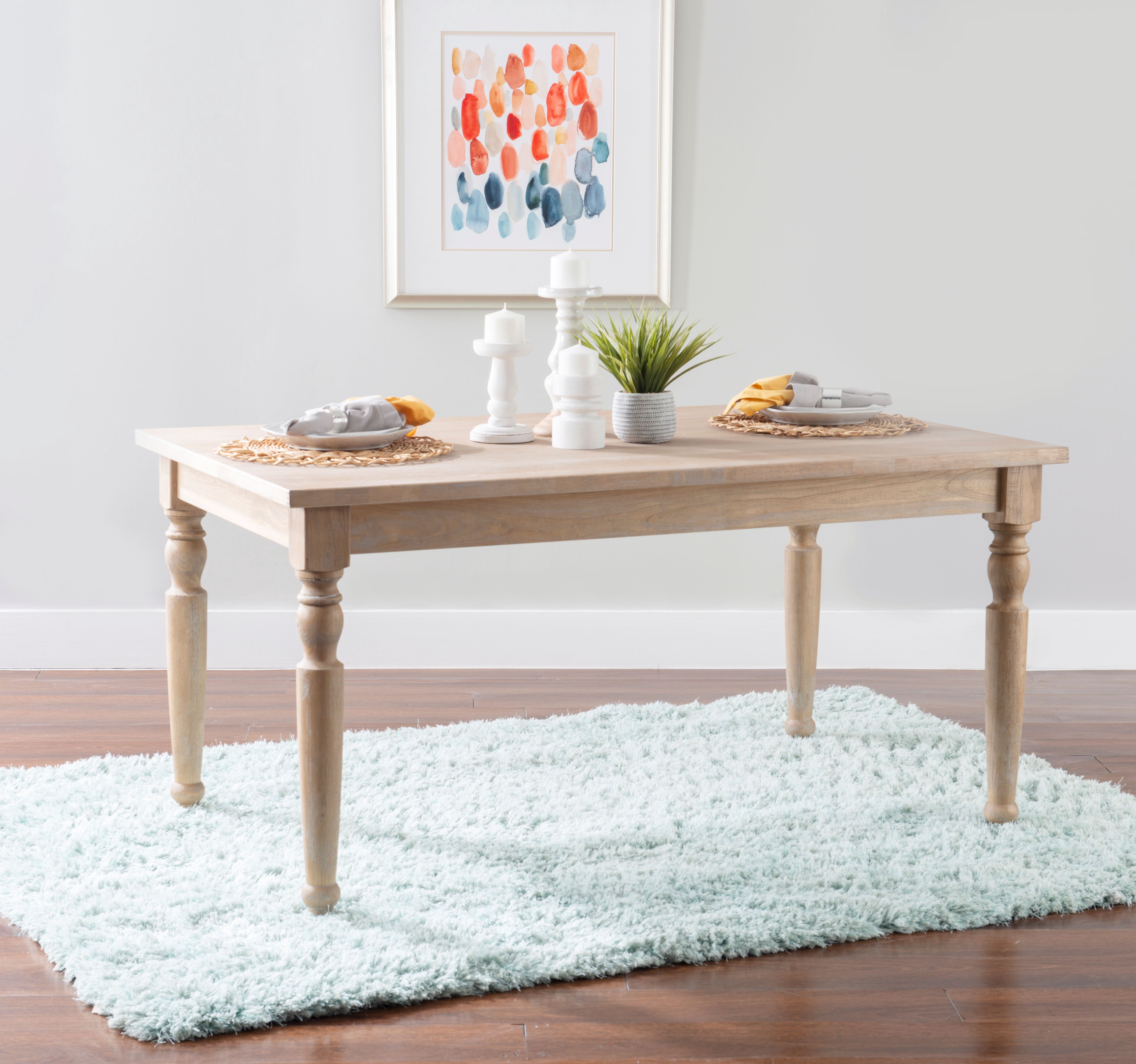 Saltoro Sherpi Transitional Wooden Rectangular Table with Turned Legs,Light Brown