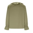 thumbnail image 4 of BLVB Women's Long Sleeve Tops Dressy Casual V Neck Ruffle Tunic Satin Blouse Fall Trendy Business Work Shirts, 4 of 7