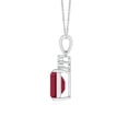 thumbnail image 2 of ANGARA Natural Emerald-Cut 3 ct Ruby Pendant with Diamond Trio in 925 Sterling Silver for Women (Size-9x7mm) | July Birthstone, Birthday, Anniversary, Jewelry Gift for Women | Natural Ruby Necklace, 2 of 8