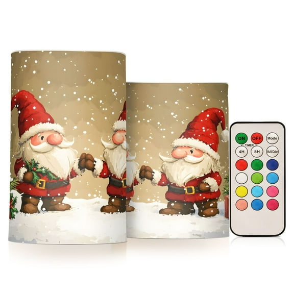ALAZA Gnomes Christmas Tree 2 PCs LED Flickering Flameless Candles with Remote Timer Battery Operated Candle