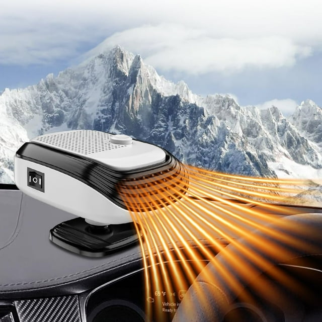 TOTOMOX Car Heater 12V Protable Car Heater 150W Car Heater Fan 2-In-1 Car Windshield Defroster Heater Windscreen Fan Compatible With Suv Cab Van Car(White,1 Pack)