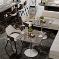 thumbnail image 6 of Noble House 31.5" Square Dining Table with Faux Marble Top, Luxury Bistro Table with Stainless Steel Legs, Gray & Silver, 6 of 6