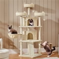 thumbnail image 2 of Yaheetech 69'' Large Cat Tree Tower with 2 Condos and Scratching Post, Beige, 2 of 7