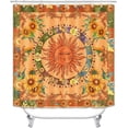 thumbnail image 2 of 4PCS Sun and Moon Shower Curtain Sets with Rugs, Waterproof Fabric Orange Shower Curtain Celestial Zodiac Constellation Astrology Sunflower Floral Botanical Retro Boho Bohemian Bathroom Decor, 2 of 7