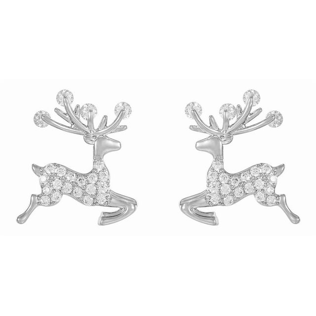 Finos Aretes Reno Venado Swarovski Oro 14k Lam Estuche blanco Unitalla