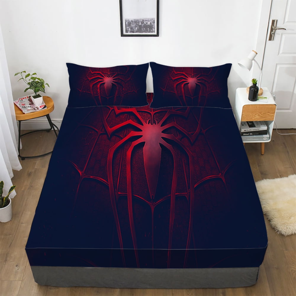 3D Spider Bedding Fitted Sheet Spider Bedding Set 3Pcs(1 Spider Fitted