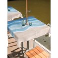 thumbnail image 2 of Outdoor Tablecloth with Umbrella Hole for Patio/Picnic/Party/Camping, Navy Blue Coastal Waterproof Table Cloth Square Cover Washable, Waves Summer Beach Ocean Sea (54"x 54"), 2 of 9