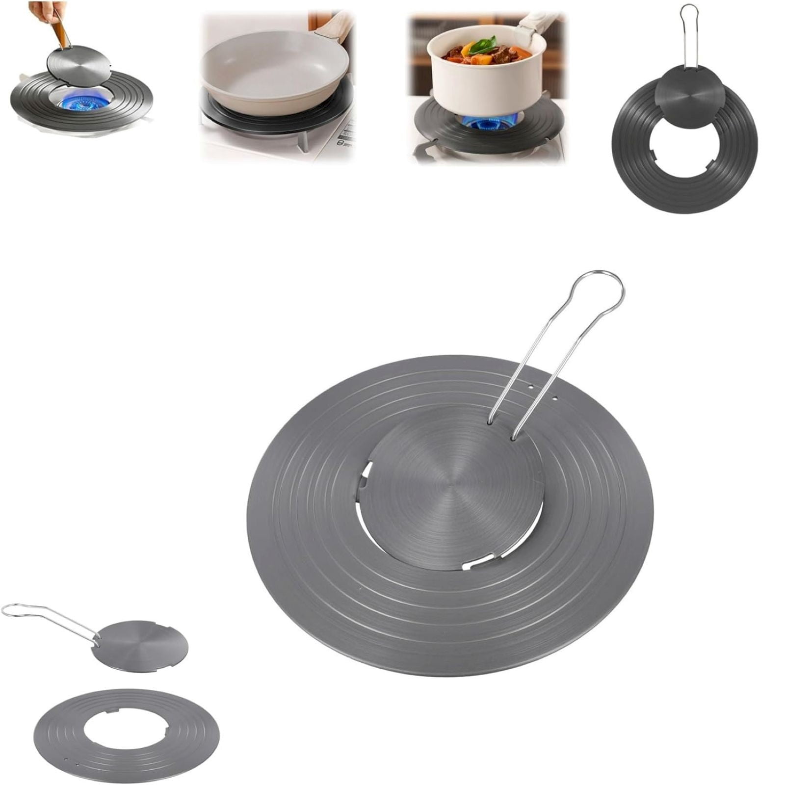 XKHHLH Alloy Heat Conducting Plate, Removable Gas Stove Cooker Heat Conducting Plate Cooktop Diffuser Tray with Removable Handle
