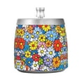 thumbnail image 7 of Yayeee Ashtray with Lid for Cigarette Smokeless Stainless Steel Home Ash Holder, Floral Fiesta, 7 of 7