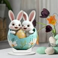 thumbnail image 2 of Easter Decorations Colorful Easter Bunny Tabletop Ornament,Spring Fashion Decorative Sculpture Figurine 2D Acrylic for Home Kitchen Easter Party,Birthday Gifts for Women White-u, 2 of 5