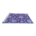 thumbnail image 2 of Ahgly Company Machine Washable Indoor Square Abstract Blue Modern Area Rugs, 4' Square, 2 of 4