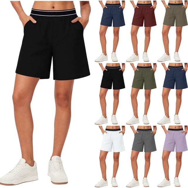 FRSASU Shorts de Randonnée pour Femmes Protection Solaire Légers Séchage Rapide Taille Élastique Shorts de Golf avec Poches Blanc TG(TG)