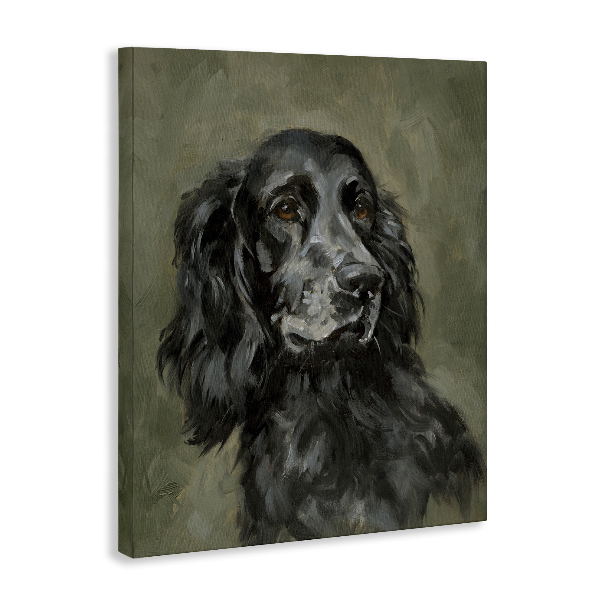 Stupell Industries Black Cocker Spaniel Animals & Insects Painting Gallery Wrapped Canvas Art Print Wall Art, 36 x 48
