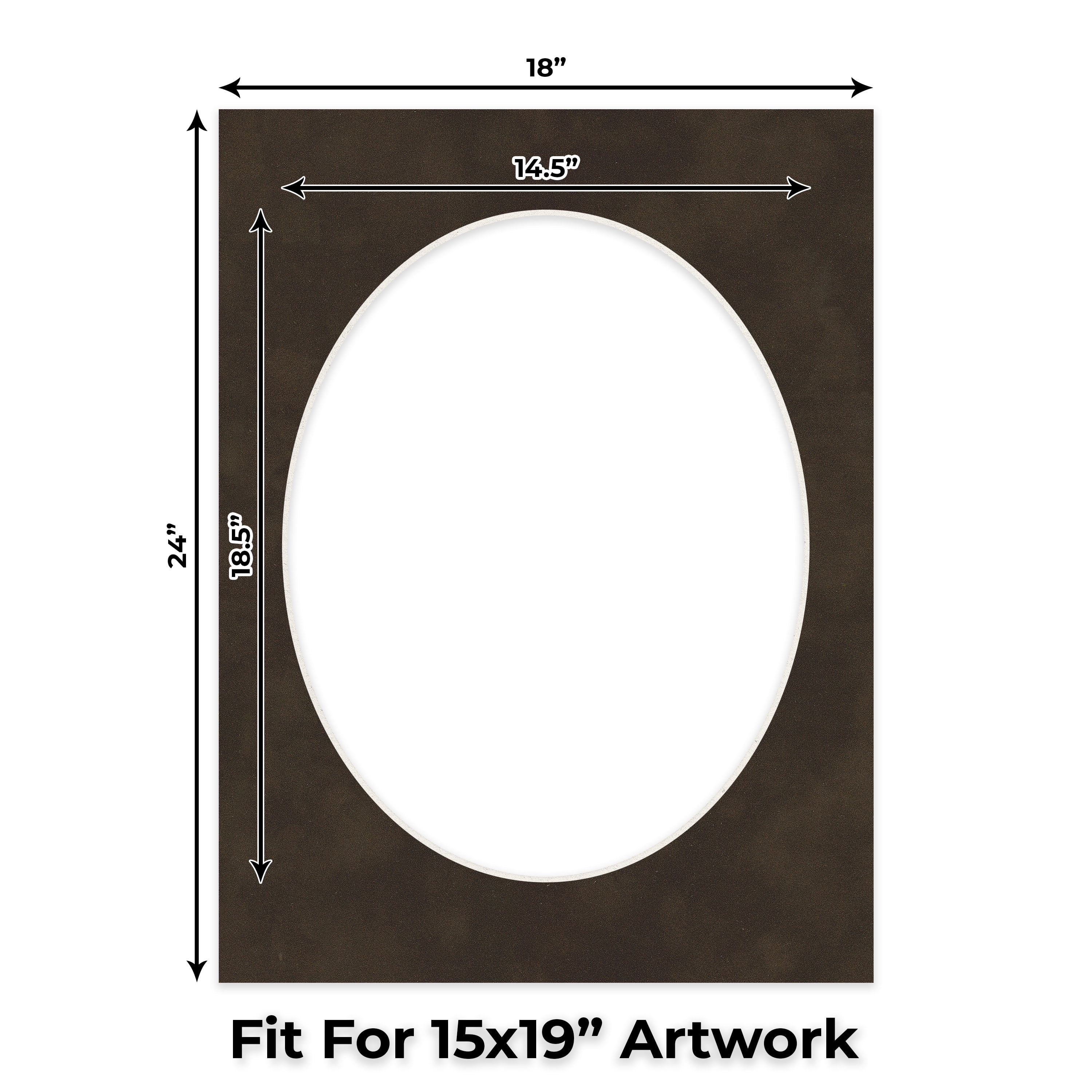 Brown Suede Picture Frame Mat for 18x24 Frames - Oval Opening for 15x19 Photos - 50 Mats