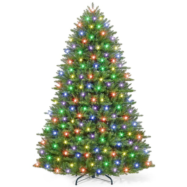 6ft spruce artificial christmas tree con warm blanca leds in 8 modes y foldable metal stand