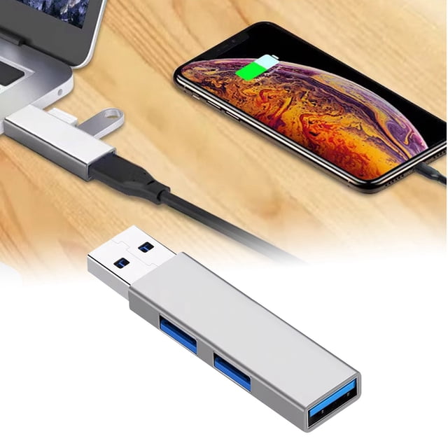 USB 30 Triple-Port Hub Splitter Adapter with Expandable Interface for Universal Laptop Desktop Computer Super-Speed Data Transfer and Versatile Plug-and-Play Convenience
