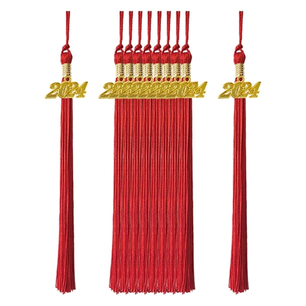 10 piezas de gorro de graduación con borlas, accesorio para sombreros de graduación, abalorio académico, manualidades DIY rojo