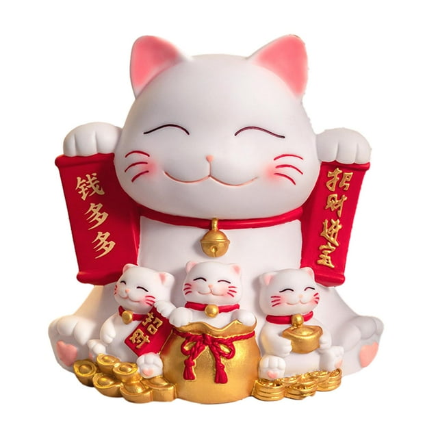 Alcancía de gato Maneki Neko, figura decorativa de gato para Pascua rojo