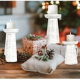 thumbnail image 3 of Hand Crafted Wooden Pillar Candle Holder Set of 3,Ideal for LED and Pillar Candle,Gift for Wedding,Christmas,Party,Home,Spa,Reiki,Aromatherapy,Votive Candle Gardens,10,8,6 Inch,Antique White, 3 of 9