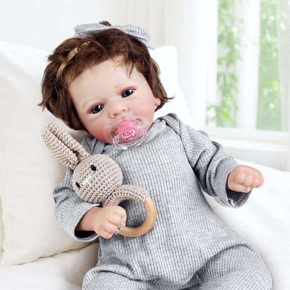 Muñeca Reborn KidCuddz con pelo enraizado a máquina, 43 cm