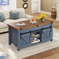 thumbnail image 2 of SEDETA Lift Top Coffee Table, 4 in 1 Multi-Function Convertible Coffee Tables with Storage and Hidden Compartment, Farmhouse Coffee Table Converts to Dining Table for Living Room, Blue, 2 of 8