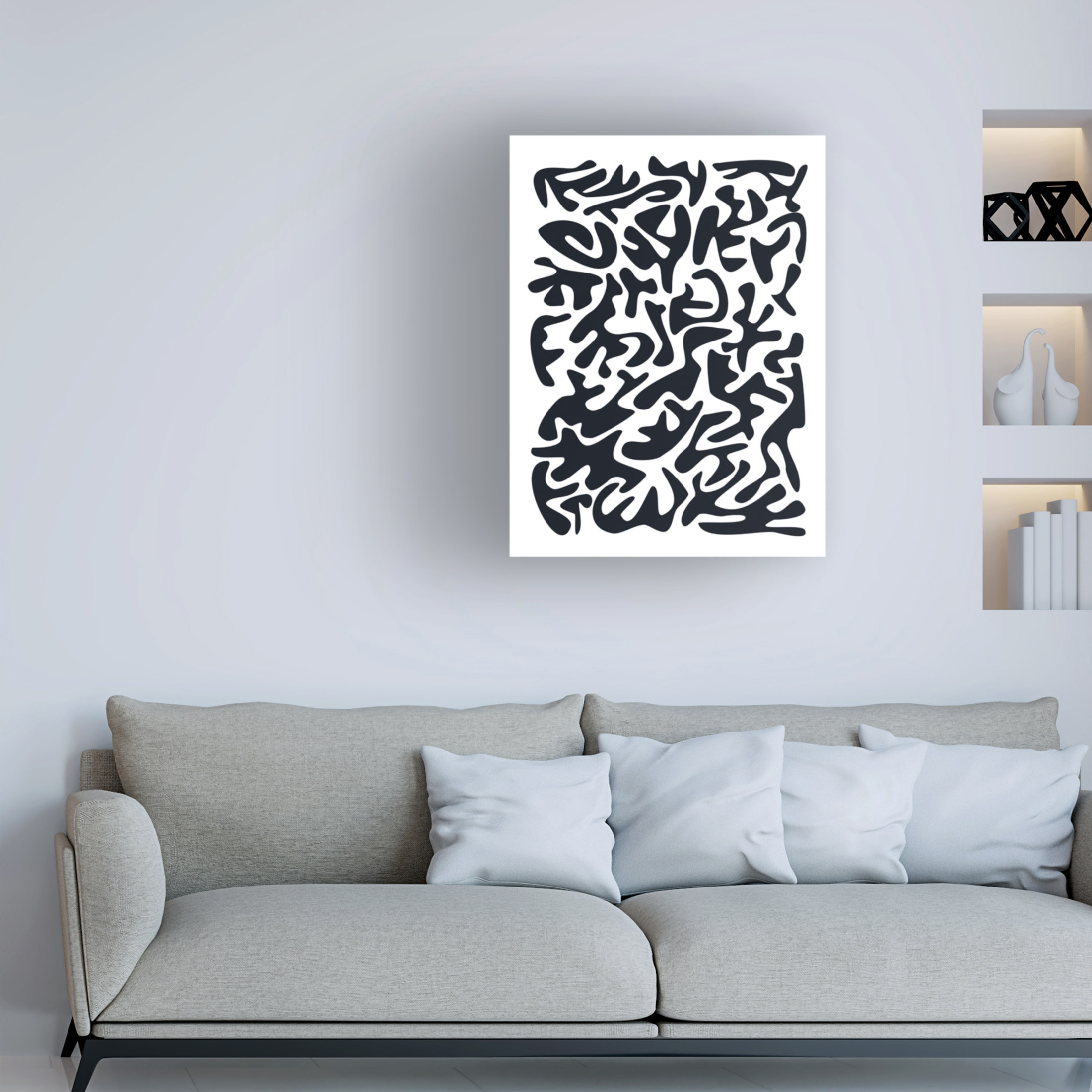 Canvas Wall Art - Tom Quartermaine 'Black and White Matisse Style 2' Wall Art for Living Room, Bedroom, or Office Décor by Trademark Fine Art - 35 x 47 Inches