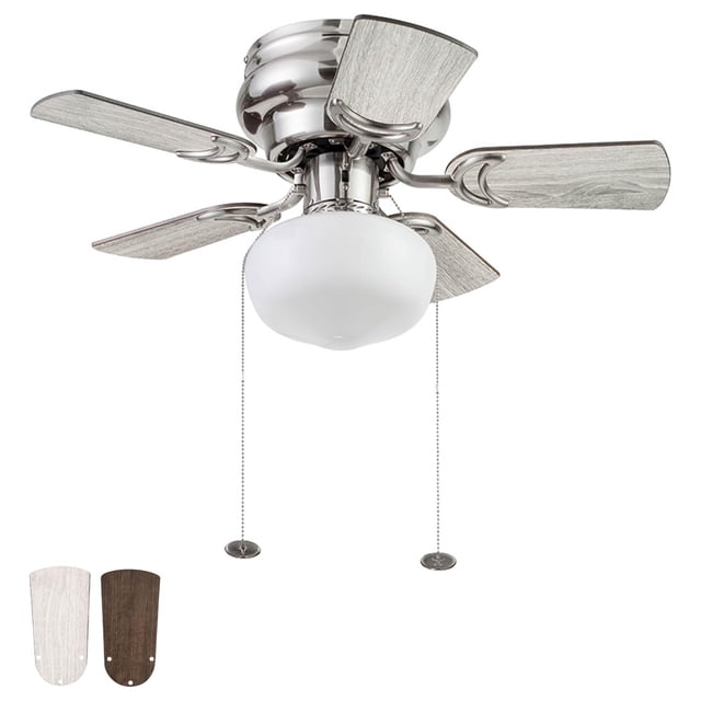 Prominence Home Hero 28 Inch Flush Mount LED Ceiling Fan, Brushed Nickel
