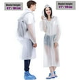 thumbnail image 2 of Cfowner 2 Pack Raincoat, Waterproof Rain Coat Poncho Long Rain Jackets Lightweight with Drawstring Hood for Men Women-White, 2 of 5